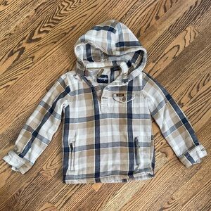 Wrangler Kids Plaid Checkered Hoodie Jacket - Beige Navy white, zipper pockets